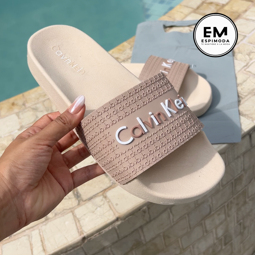 CHANCLAS CALVIN KLEIN BEIGE | INCLUYEN TULA